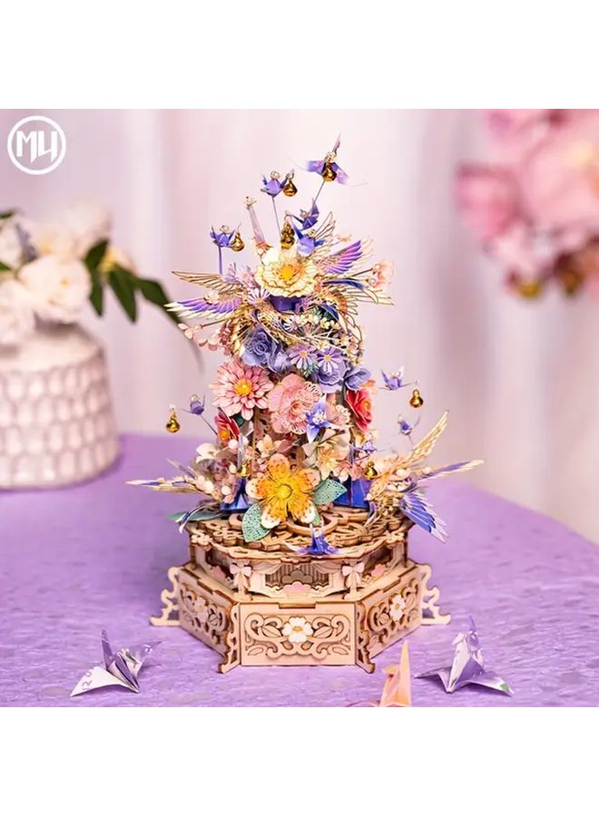 Drunken Flower DIY Metal Puzzle Music Box Rotating Table Model Ideal Gift - Image 1